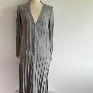 TSBLS Tahari Stripped Buttoned Long Sweater
